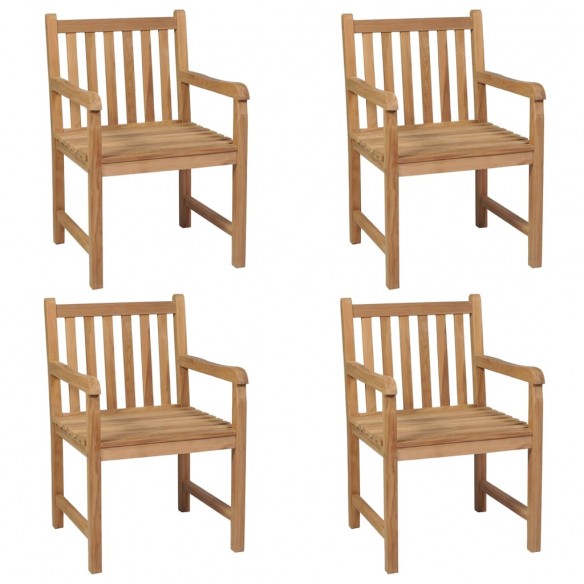 Chaises de jardin 4 pcs avec coussins vert Bois de teck solide