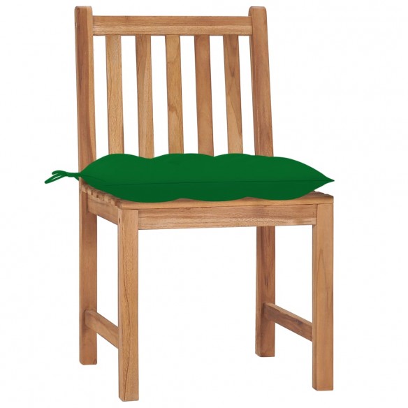 Chaises de jardin 6 pcs avec coussins Bois de teck massif