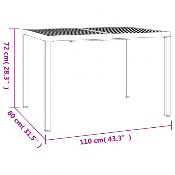 Table de jardin anthracite 110x80x72 cm acier