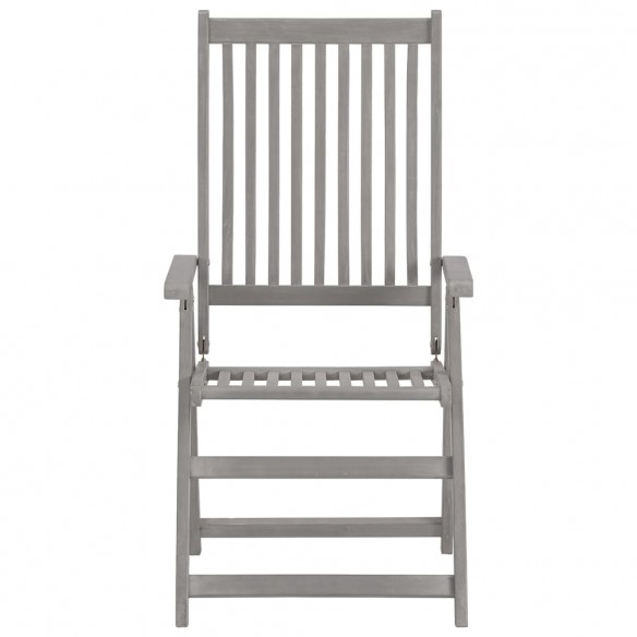 Chaises inclinables de jardin 2 pcs Gris Bois solide d'acacia