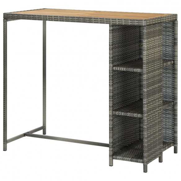 Table de bar avec rangement Gris 120x60x110 cm Résine tressée