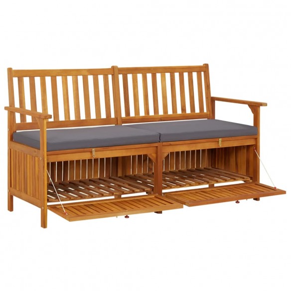 Banc de rangement avec coussin 148 cm Bois d'acacia solide