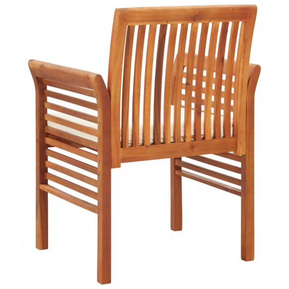 Chaises à dîner de jardin et coussins 2pcs Bois d'acacia massif