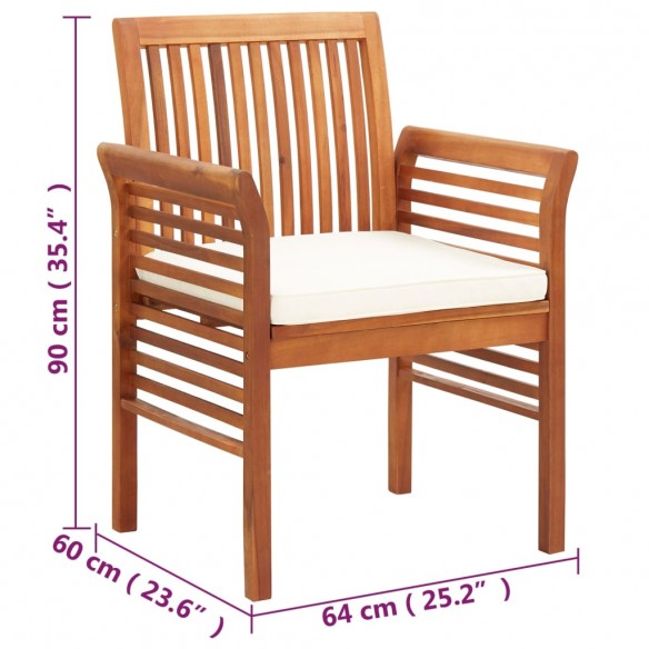 Chaises à dîner de jardin et coussins 2pcs Bois d'acacia massif