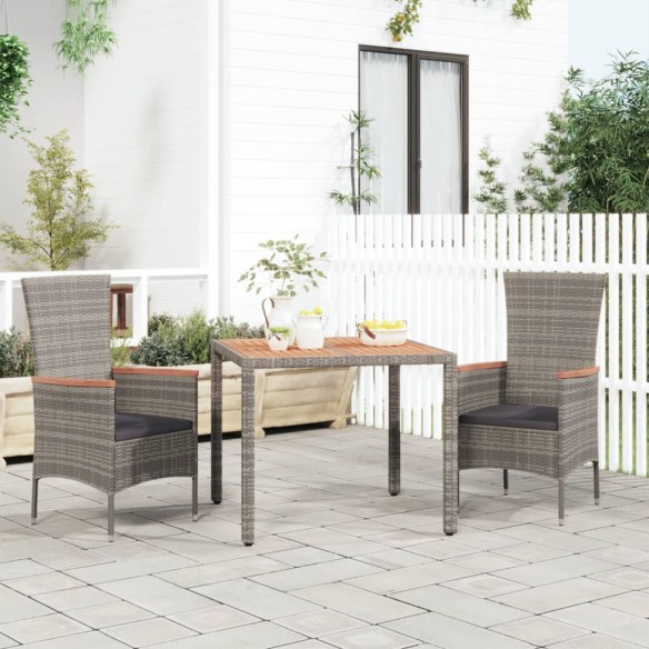 Table de jardin et dessus en bois Gris Résine tressée et acacia