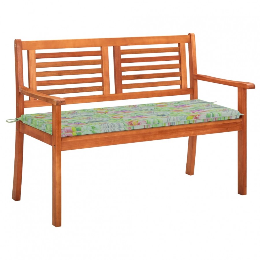 Banc de jardin 2 places avec coussin 120 cm Bois d'eucalyptus