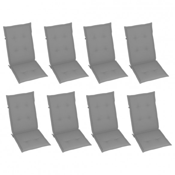 Chaises inclinables de jardin avec coussins 8 pcs Gris Acacia