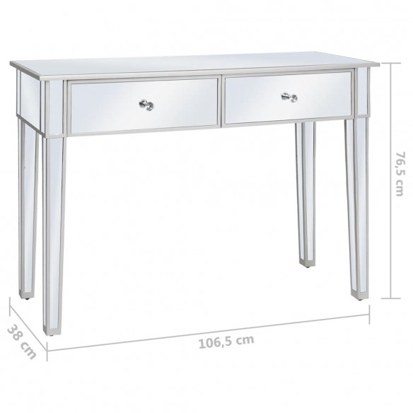 Table console miroir MDF et verre 106,5 x 38 x 76,5 cm