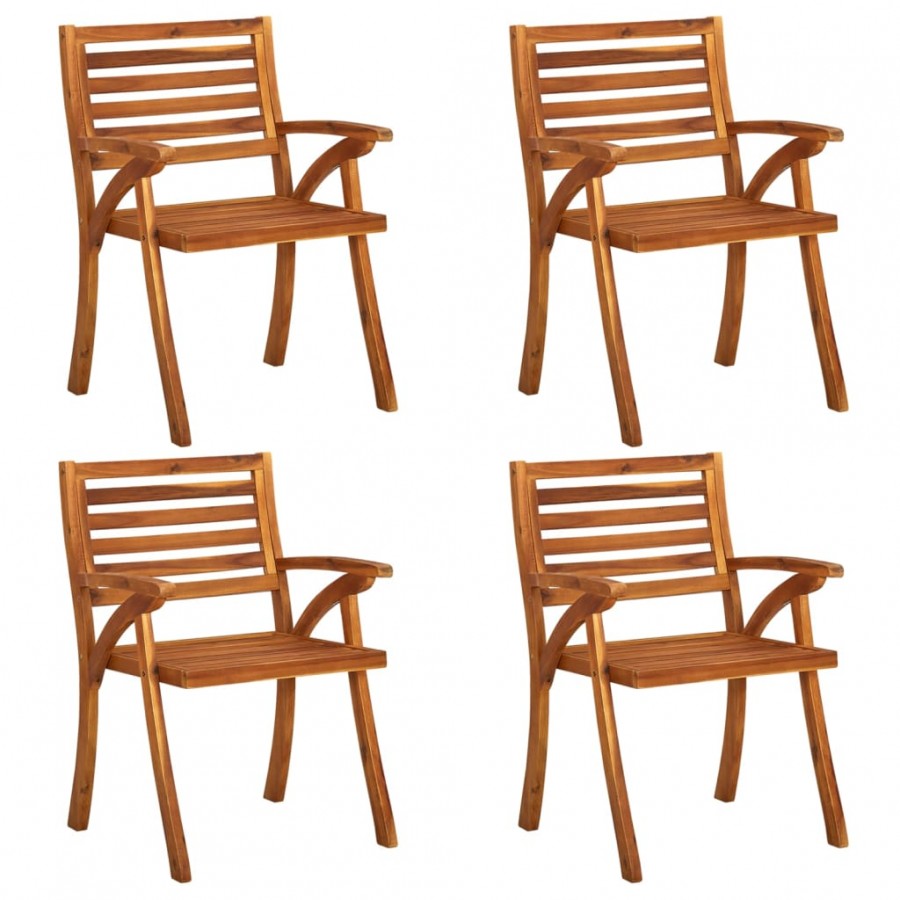 Chaises de jardin avec coussins 4 pcs Bois de teck solide