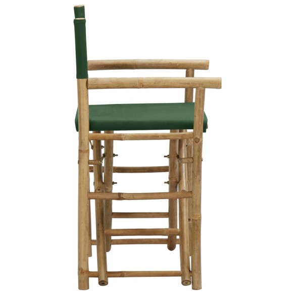 Chaises pliables de directeur 2 pcs Vert Bambou et tissu
