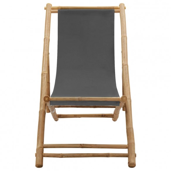 Chaise de terrasse Bambou et toile Gris foncé