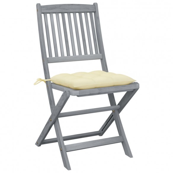 Chaises pliables d'extérieur 6 pcs avec coussins Bois d'acacia