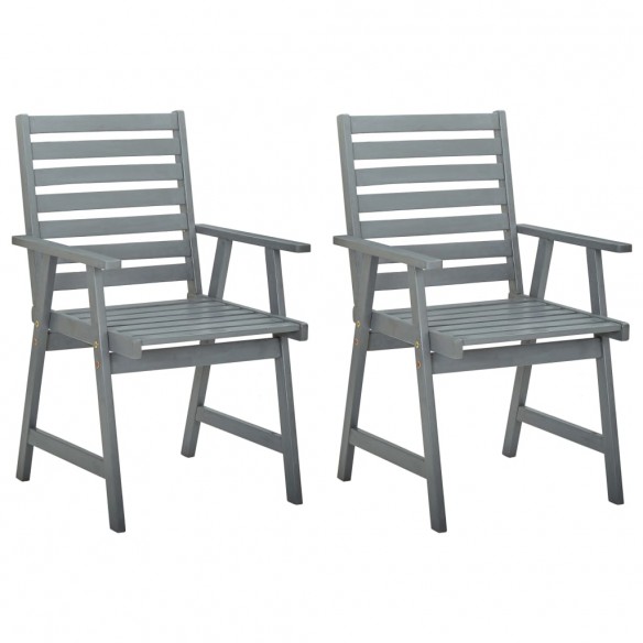 Chaises à dîner d'extérieur 2 pcs avec coussins Acacia massif