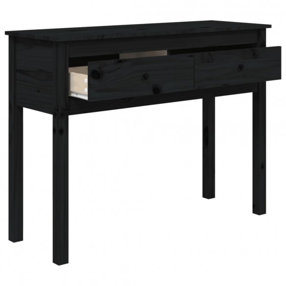 Table console Noir 100x35x75 cm Bois massif de pin