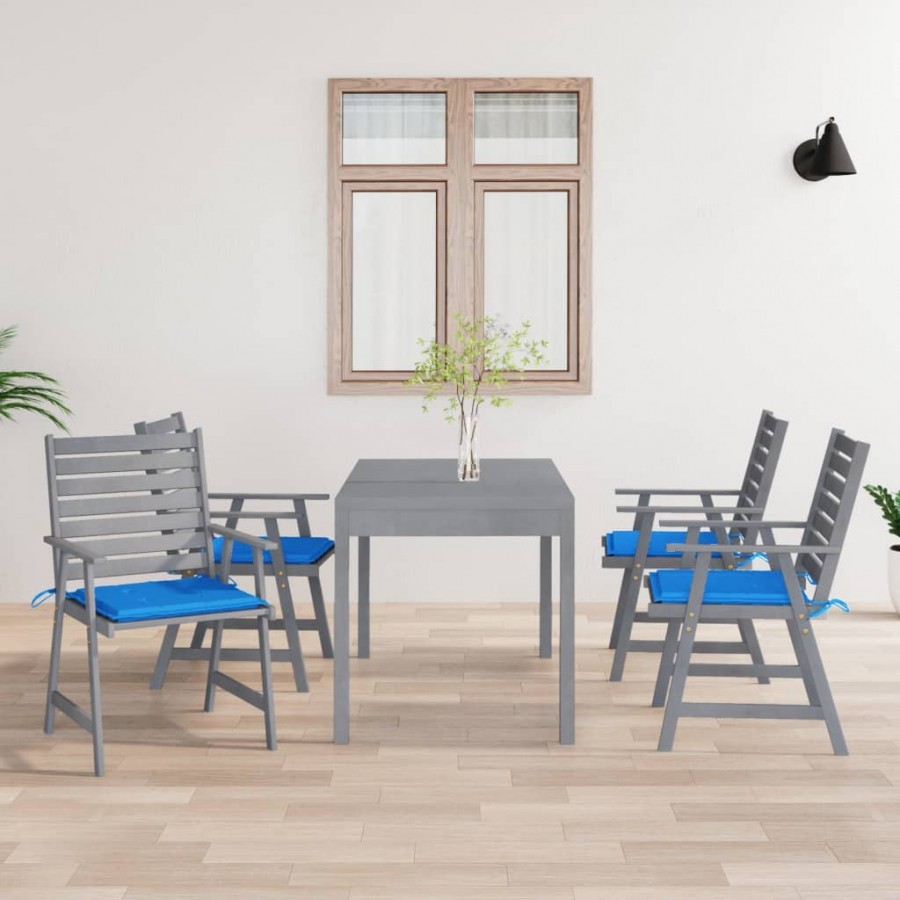 Chaises à dîner d'extérieur avec coussins 4 pcs Acacia massif