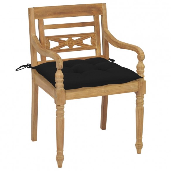 Chaises Batavia avec coussins 4 pcs Bois de teck solide