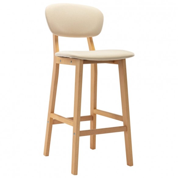 Tabourets de bar lot de 2 crème tissu