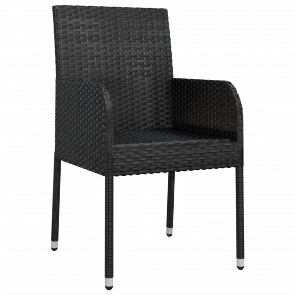 Chaises de jardin 2 pcs avec coussins Résine tressée Noir