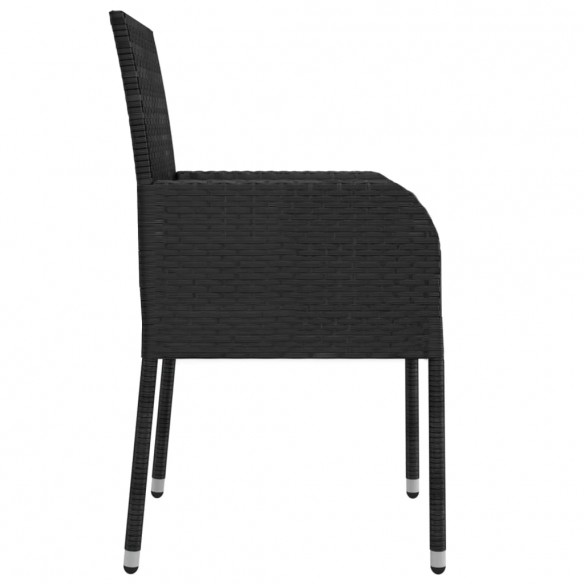 Chaises de jardin 2 pcs avec coussins Résine tressée Noir