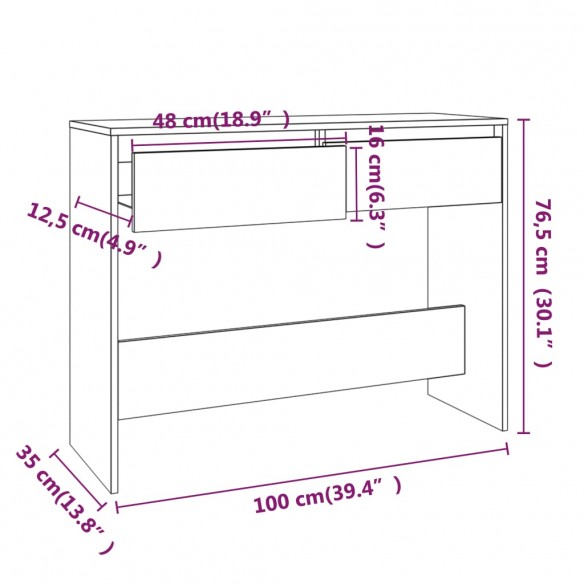 Table console Noir 100x35x76,5 cm Aggloméré