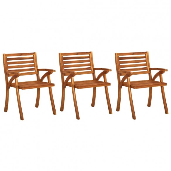 Chaises à dîner de jardin avec coussins 3 pcs Acacia massif