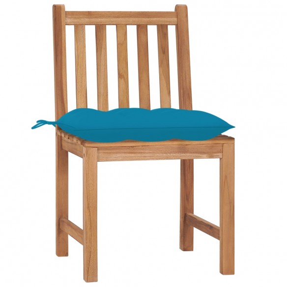 Chaises de jardin 8 pcs avec coussins Bois de teck massif