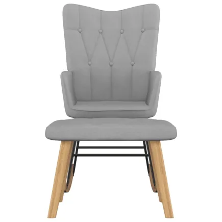Chaise à bascule avec tabouret Gris clair Tissu 2