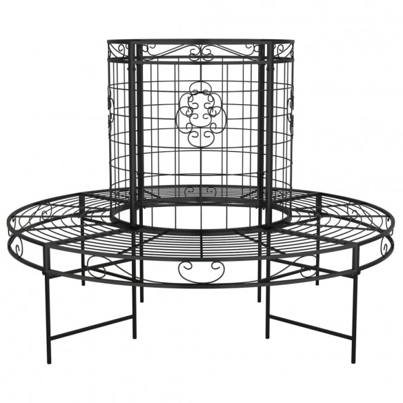 Banc circulaire tour d'arbre Ø137 cm Noir Acier