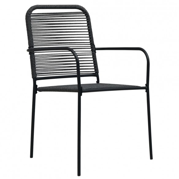 Chaises de jardin 2 pcs Corde en coton et acier Noir