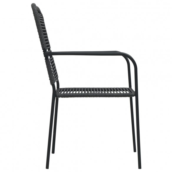 Chaises de jardin 2 pcs Corde en coton et acier Noir