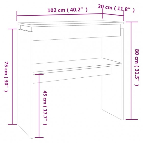 Table console Sonoma gris 102x30x80 cm 
