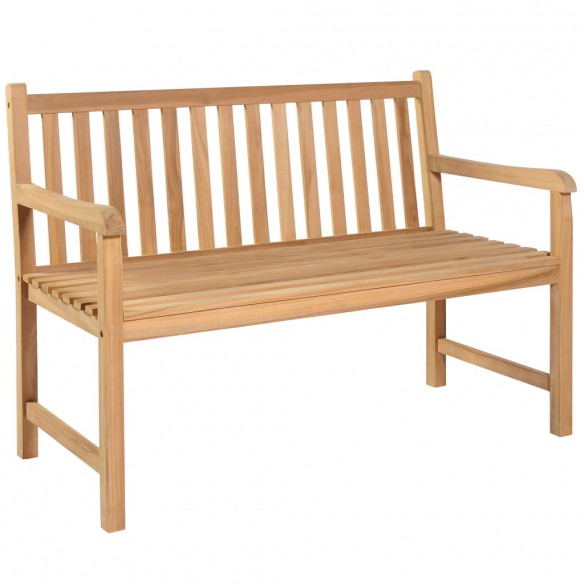 Banc de jardin avec coussin bleu 120 cm Bois de teck