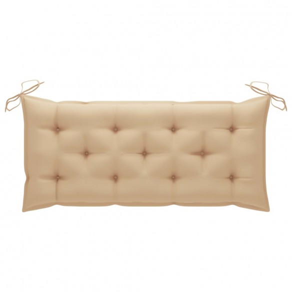 Banc de jardin avec coussin beige 120 cm Bois de teck massif