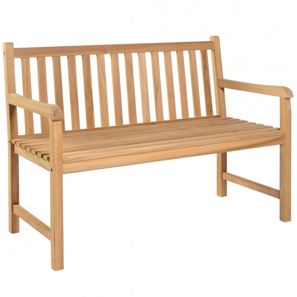 Banc de jardin avec coussin gris 120 cm Bois de teck massif