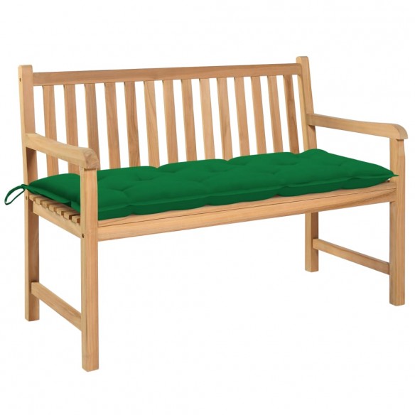 Banc de jardin avec coussin vert 120 cm Bois de teck massif