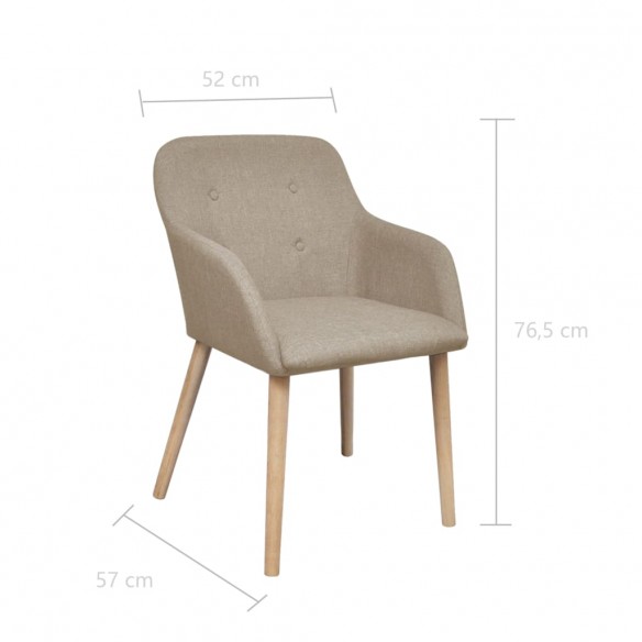 Chaises à manger lot de 4 beige tissu et chêne massif