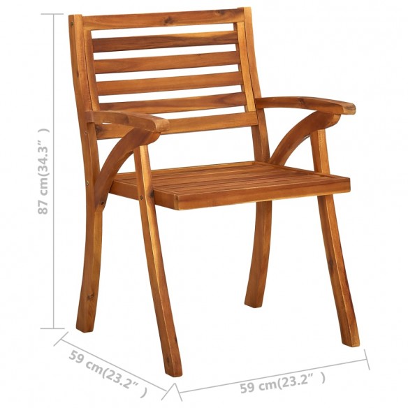 Chaises à dîner de jardin avec coussins 3 pcs Acacia massif