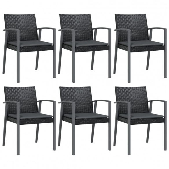 Chaises de jardin et coussins lot de 6 noir 56,5x57x83 cm rotin