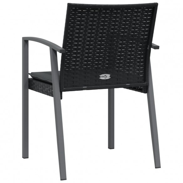 Chaises de jardin et coussins lot de 6 noir 56,5x57x83 cm rotin