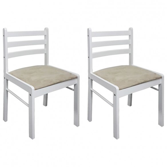 Chaises à manger lot de 2 blanc hévéa solide et velours