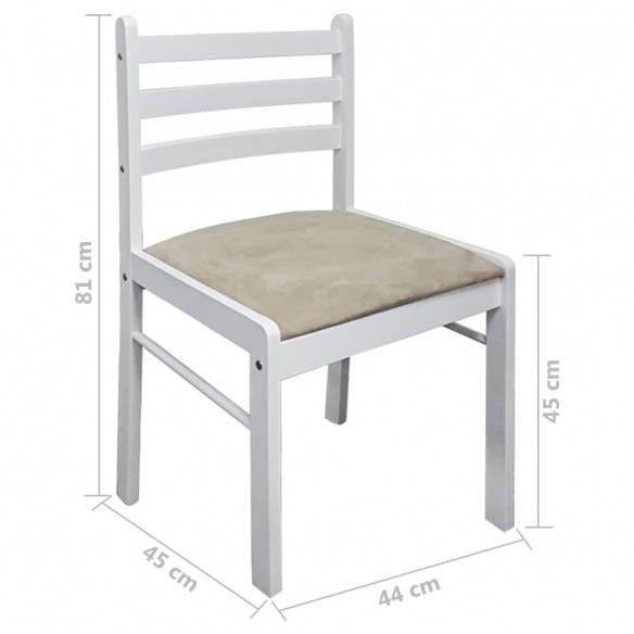 Chaises à manger lot de 2 blanc hévéa solide et velours