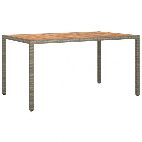 Table de jardin 150x90x75 cm Résine tressée bois d'acacia Gris