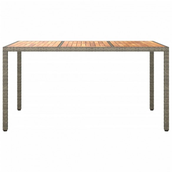 Table de jardin 150x90x75 cm Résine tressée bois d'acacia Gris