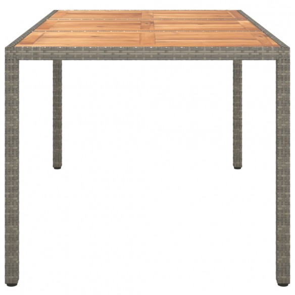 Table de jardin 150x90x75 cm Résine tressée bois d'acacia Gris