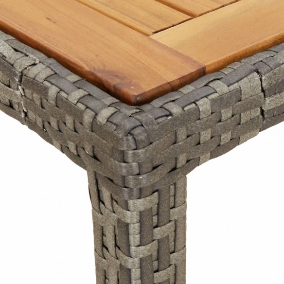 Table de jardin 150x90x75 cm Résine tressée bois d'acacia Gris