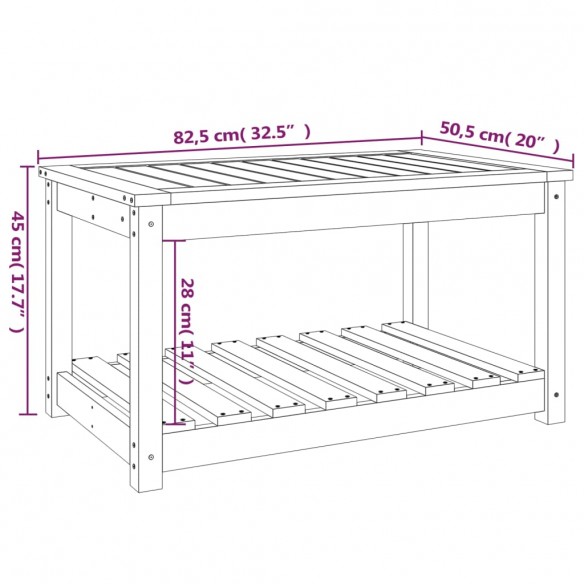 Table de jardin gris 82,5x50,5x45 cm bois massif de pin