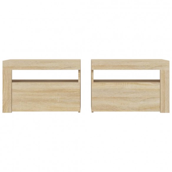 Tables de chevet 2 pcs avec LED Chêne Sonoma 60x35x40 cm