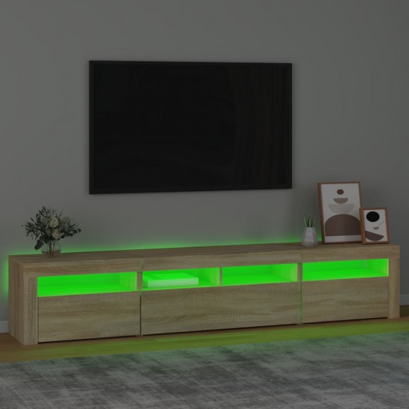 Meuble TV avec lumières LED Chêne sonoma 210x35x40 cm