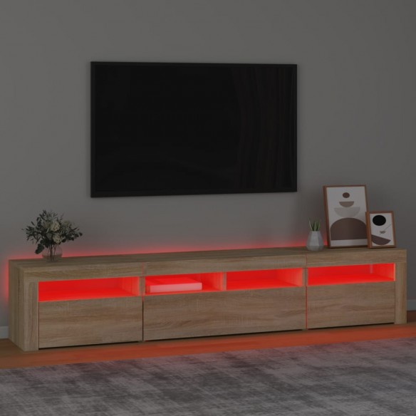 Meuble TV avec lumières LED Chêne sonoma 210x35x40 cm