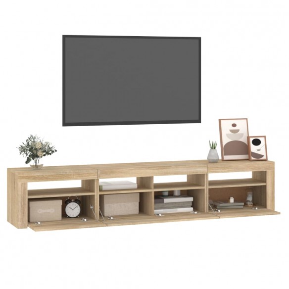 Meuble TV avec lumières LED Chêne sonoma 210x35x40 cm